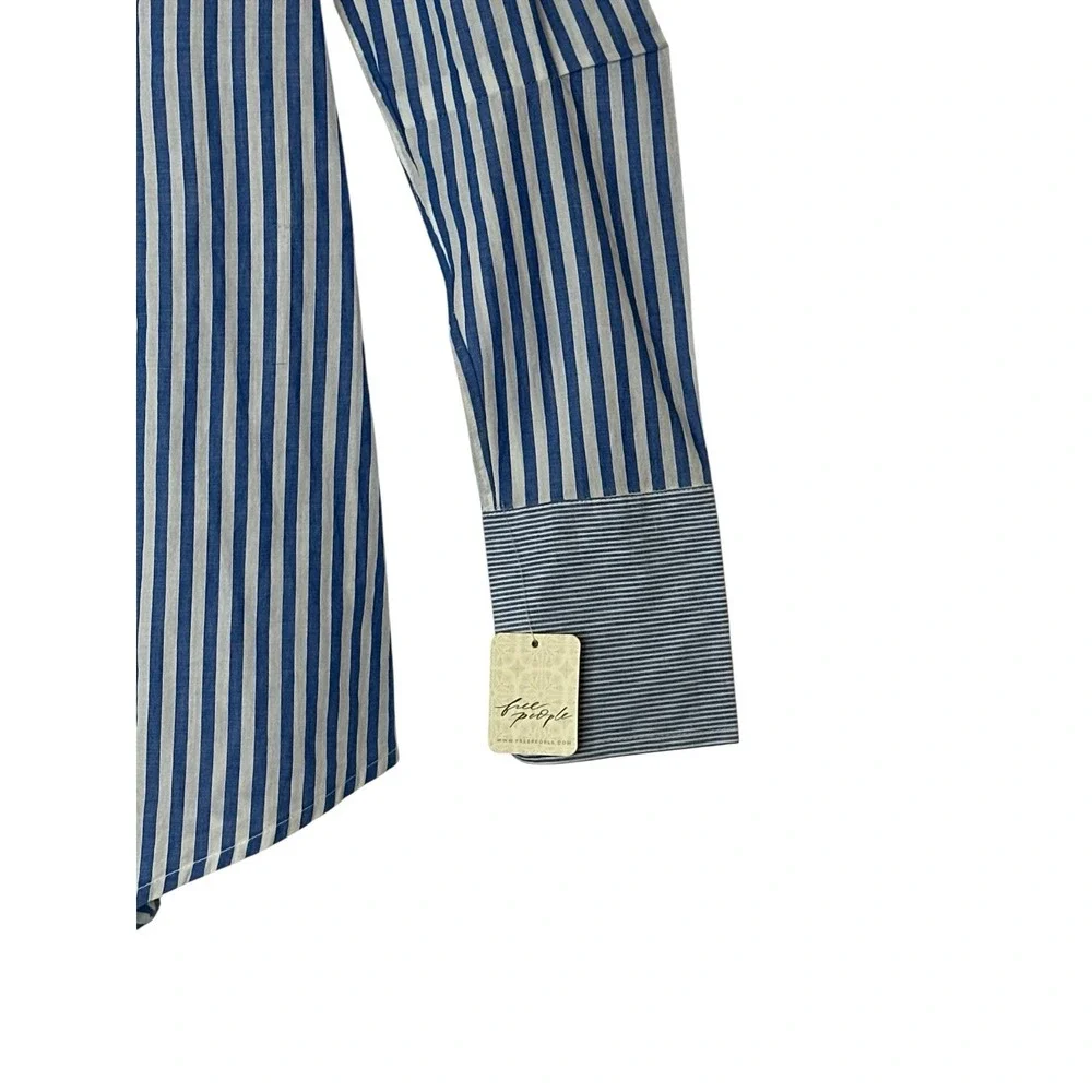 Free People x Brenda Knight Top Women's Large‎ Striped Button Up Cotton New